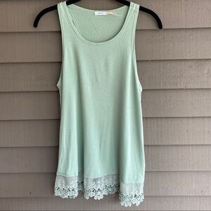 Mint Green Lace Trim Tank Top